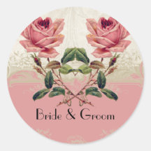 Baroque Style Vintage Rose Lace Round Sticker