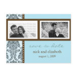 Baroque Teal Chocolate Two-Photo Save the Date Postcard