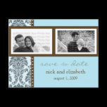 Baroque Teal Chocolate Two-Photo Save the Date