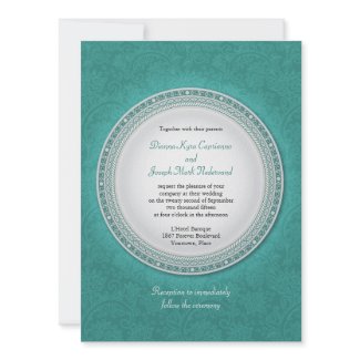 Baroque Turquoise Plaque Wedding Invitation invitation