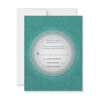 Baroque Turquoise Plaque Wedding Reply Invitation invitation