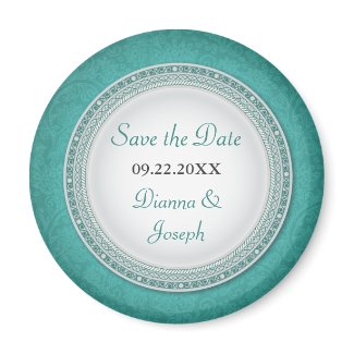 Baroque Turquoise Plaque Wedding Save the Date Mag magnet