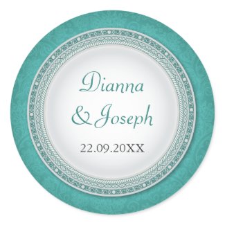 Baroque Turquoise Plaque Wedding Sticker sticker