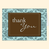 Baroque Vintage Aqua Blue Thank You Card cards