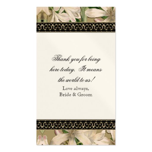 Baroque Vintage Lily Formal Wedding Favor Gift Tag Business Card Templates (back side)