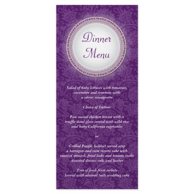 Baroque Violet Plaque Menu Rack Card by starstreamdesign