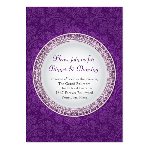 Baroque Violet Plaque Wedding Reception Card Business Card