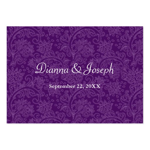 Baroque Violet Plaque Wedding Reception Card Business Card (back side)
