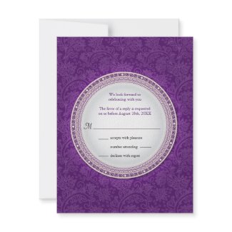 Baroque Violet Plaque Wedding Reply Invitation invitation