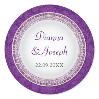 Baroque Violet Plaque Wedding Sticker sticker