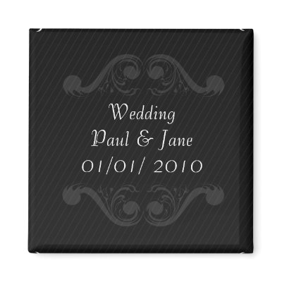 Baroque Wedding Invite Black & White Fridge Magnets by PinkEclipse