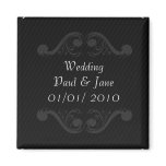 Baroque Wedding Invite Black &amp; White Fridge Magnets