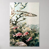 Barracuda and Reef Fishes Print
