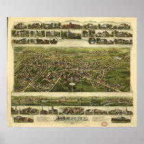 Barre Massachusetts 1891 Antique Panoramic Map Posters