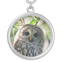 Barred Owl Staring Personalized Necklace