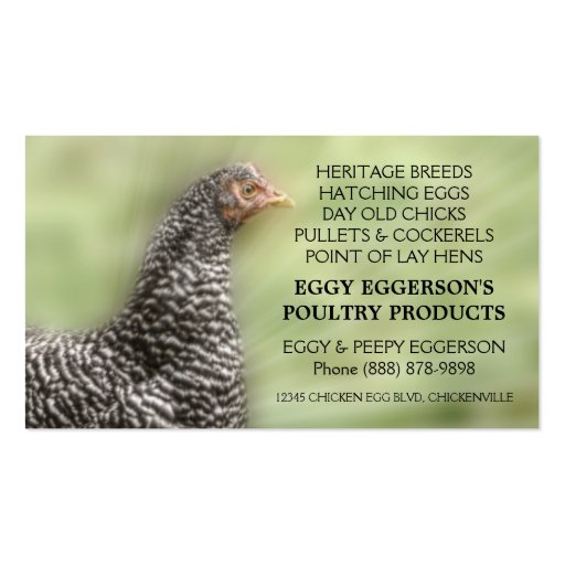 Barred Rock Chicken Egg Farmer Business Card Templates