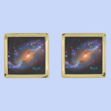 Barred Spiral Galaxy NGC 1672 Astronomy Picture Cuff Links