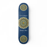 Barrel Cactus Mandala 1 on Blue Thorn Pattern Skateboard
