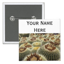 Barrel cactus pin-back button name tag buttons