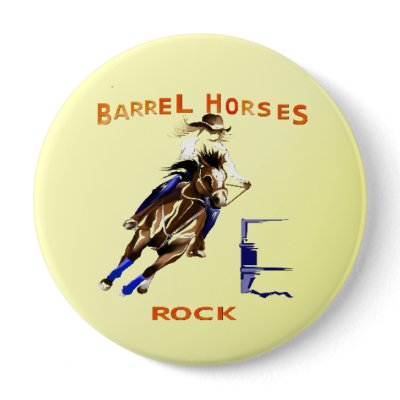 Barrel Horses Rock Button