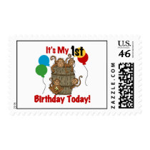 Barrel of Monkeys 1st Birthday Postage Stamp