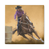 Barrel racing fridge magnets