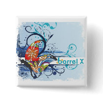Barrel X Floral Design Pinback Buttons