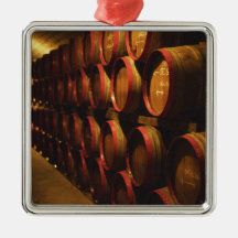 Barrels of Tokaj wine stacked in the Disznoko Christmas Ornament