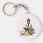 Barro amasado del día de fiesta con el árbol (rosa llavero personalizado
