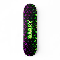 Barry skateboard green fire and flames design.