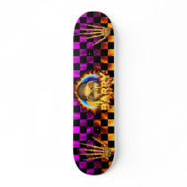Barry skull real fire and flames skateboard design