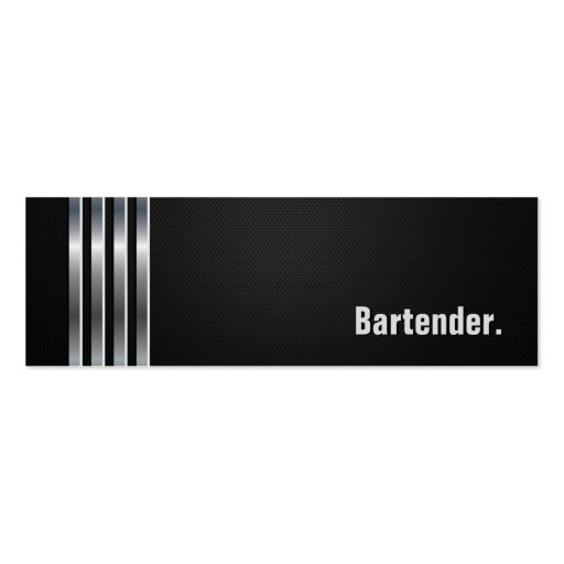 Bartender - Black Silver Stripes Business Cards (front side)