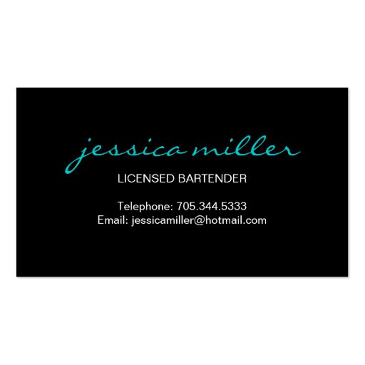 Bartender Business Card (back side)