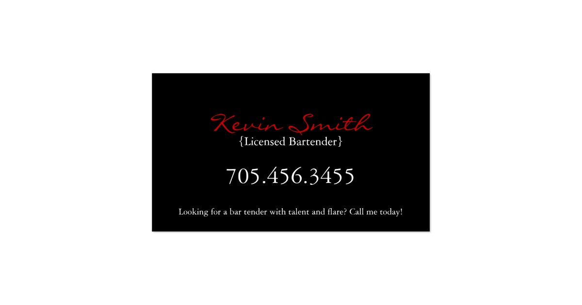 Bartender Business Card Zazzle