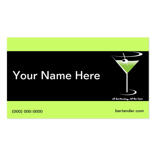 Bartender Business Card Martini Glasses