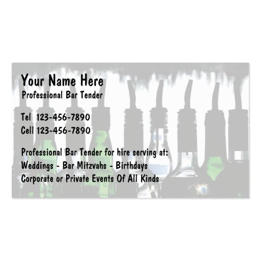 Bartender Business Cards (front side)