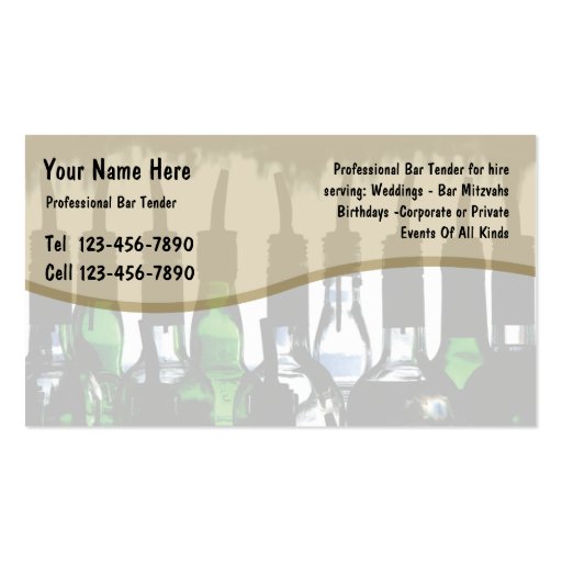 Bartender Business Cards (front side)