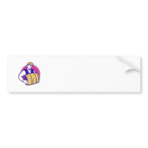 Bartender Carrying Beer Keg Retro Bumper Sticker