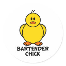 Bartender Chick Round Stickers
