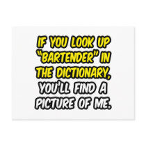 Bartender In Dictionary...My Picture Postcards