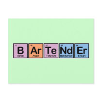 Bartender made of Elements Post Cards