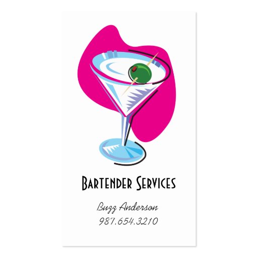 bartender martini glass_fuchsia business cards (front side)
