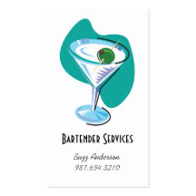 bartender martini glass_teal business card template