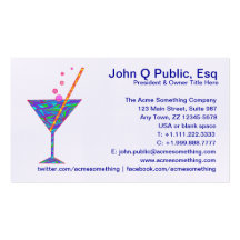 Bartender Night Club Martini Glass Business Cards