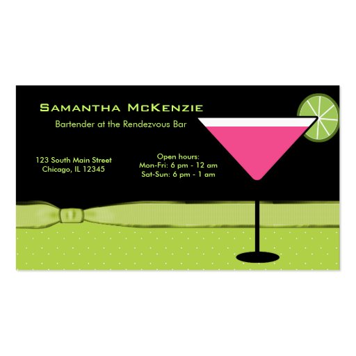 Bartender/Owner Bar Business Card