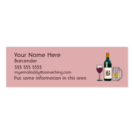 Bartender Pink Business Card Templates