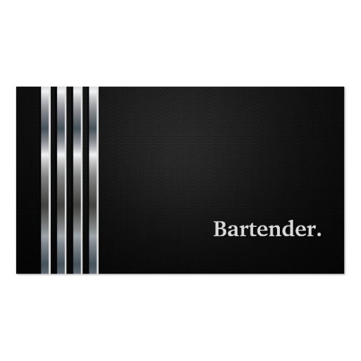 Bartender Professional Black Silver Business Cards