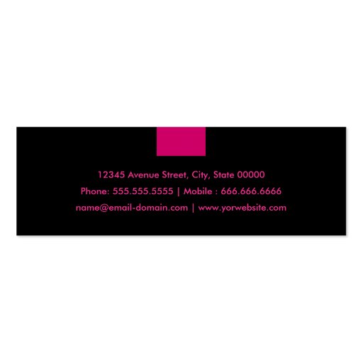 Bartender - Rose Pink Compact Business Cards (back side)