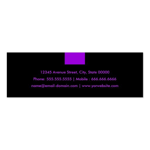 Bartender - Violet Purple Compact Business Cards (back side)