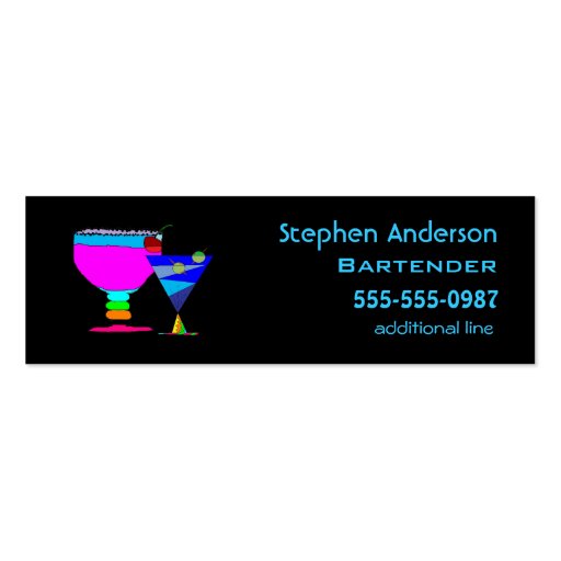 Bartenders Cocktails Business Cards (front side)